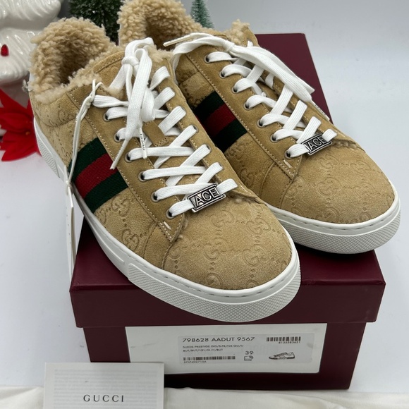 Women’s Gucci ace GG suede sneakers with shearling lining size 39 made in Italy - Picture 9 of 9
